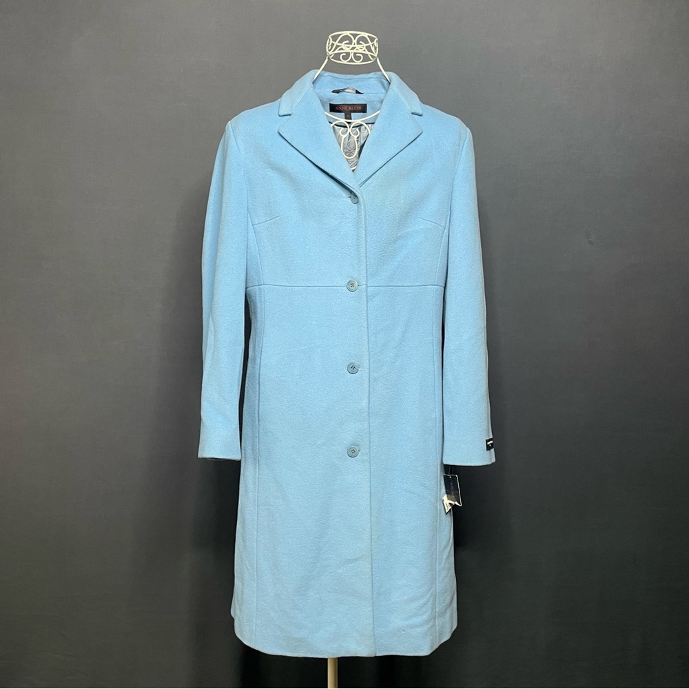 Sky Blue Anne Klein Lambswool Cashmere Coat